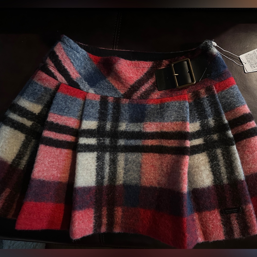 Burberry Blue Label Nova Plaid Pleated Mini Skirt Size 38